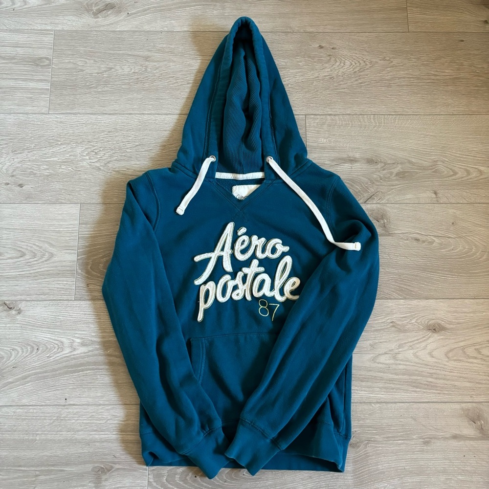 Green and White Aeropostale Zip Up Jacket